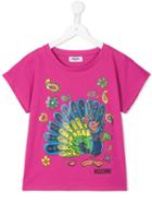 Moschino Kids Peacock Print T-shirt, Girl's, Size: 14 Yrs, Pink/purple