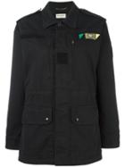 Saint Laurent Love Patch Military Jacket, Women's, Size: 38, Black, Cotton/ramie