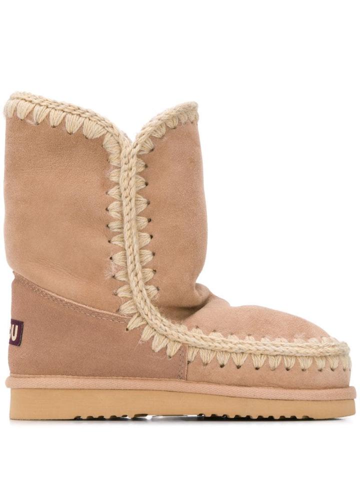 Mou Woven Detail Boots - Neutrals