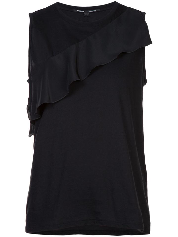 Proenza Schouler Ruffle Neck Sleeveless Top - Black