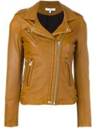 Iro Leather Biker Jacket, Women's, Size: 40, Brown, Lamb Skin/rayon/polyester