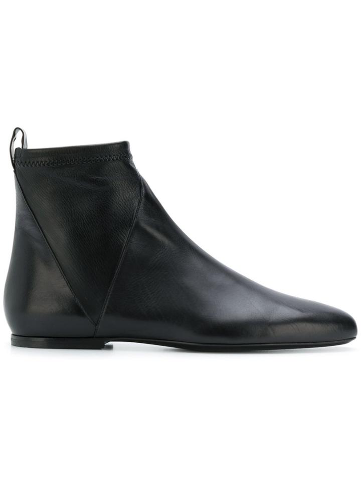 Jil Sander Flat Ankle Boots - Black