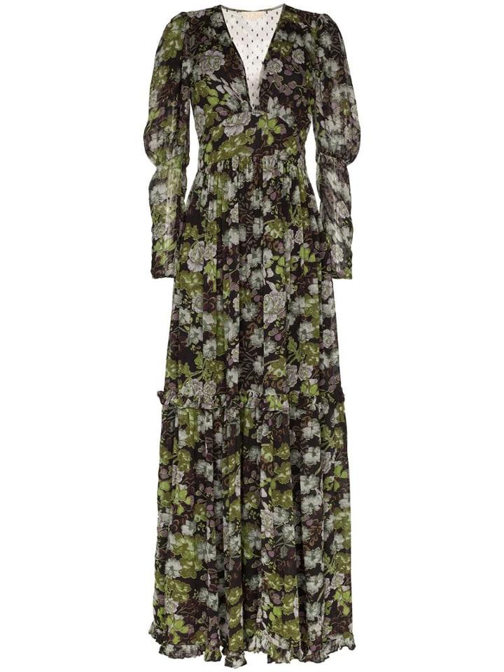 Bytimo Floral Print Long Sleeves Tiered Maxi Dress - Multicolour
