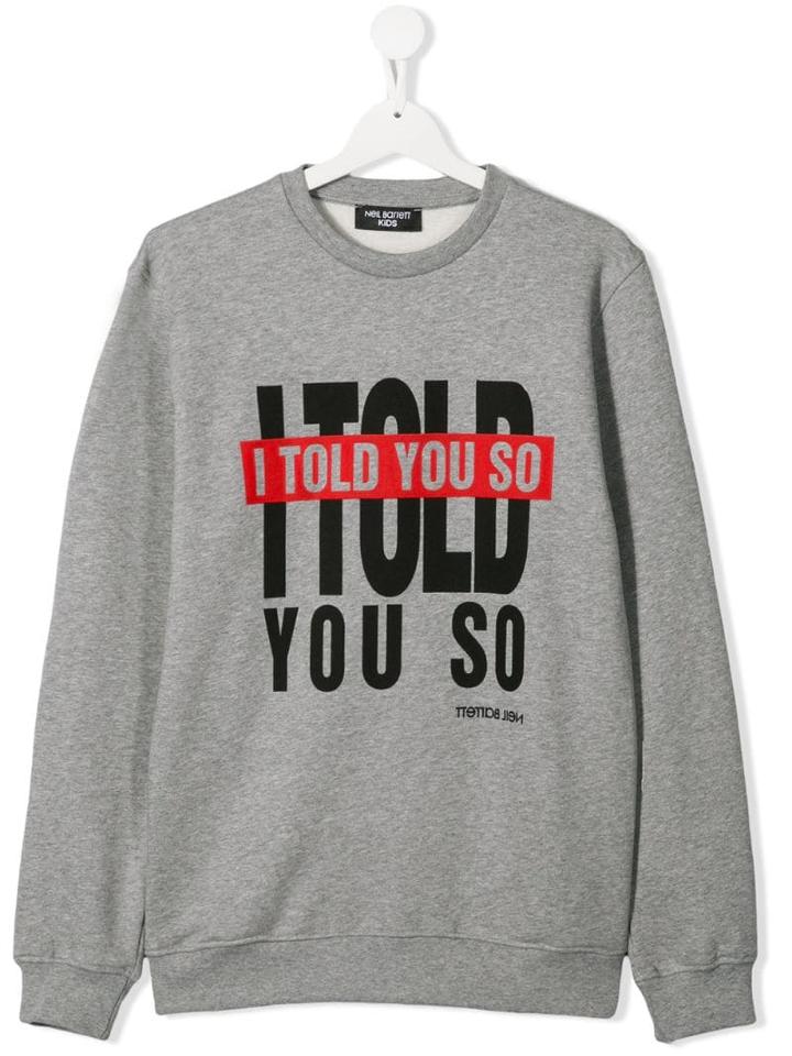 Neil Barrett Kids I Told You So Sweatshirt - Grey