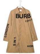 Burberry Kids Teen Logo Flared Coat - Neutrals