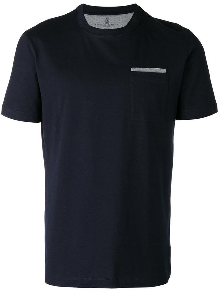 Brunello Cucinelli Contrast Pocket T-shirt, Men's, Size: Small, Blue, Cotton