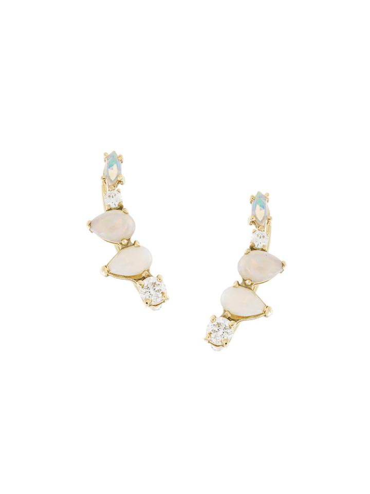 Sarah Noor Curved Earrings, Size: 1, White