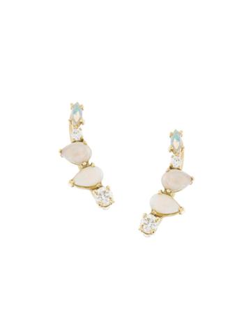 Sarah Noor Curved Earrings, Size: 1, White