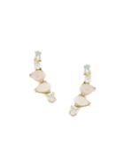 Sarah Noor Curved Earrings, Size: 1, White