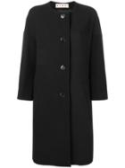 Marni Round Neck Button Coat - Black