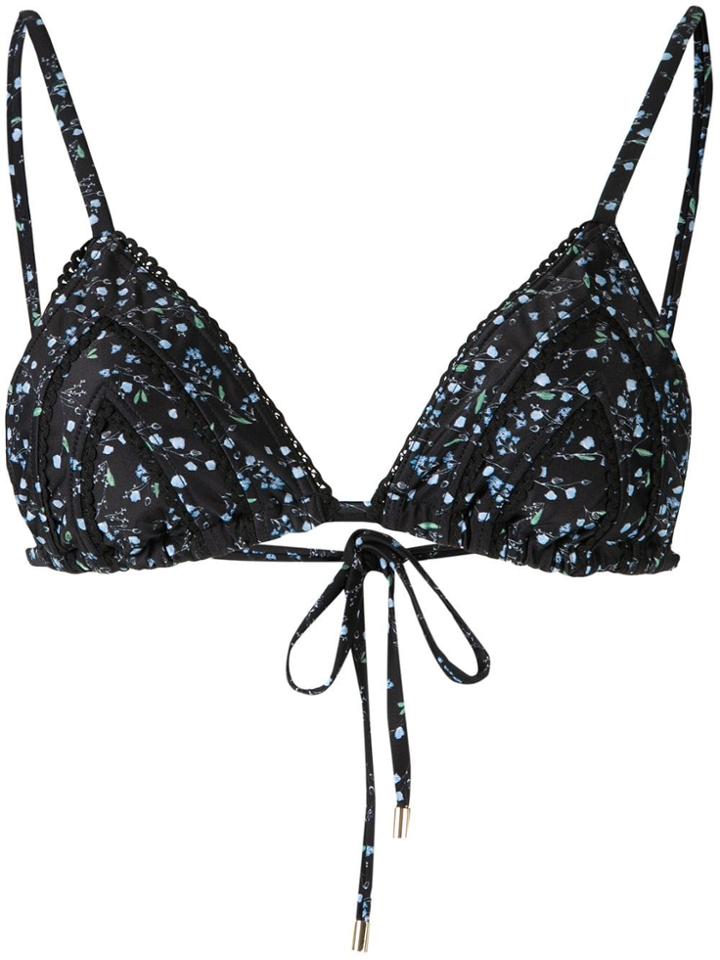 Peony Grasslands Triangle Bikini Top - Black