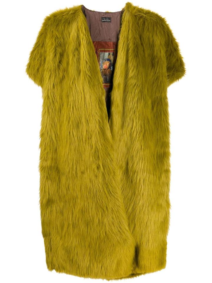 Barbara Bologna Short Sleeved Faux Fur Coat - Green