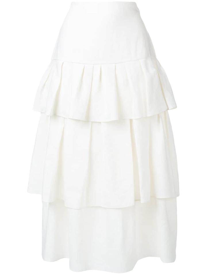 Theory Tier Ruffle Skirt - Neutrals