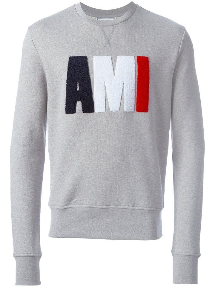 Ami Alexandre Mattiussi - Terrycloth Ami Logo Sweatshirt - Men - Cotton - Xxs, Grey, Cotton