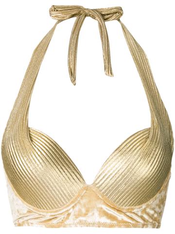 Chite' Metallic Bikini Top - Nude & Neutrals