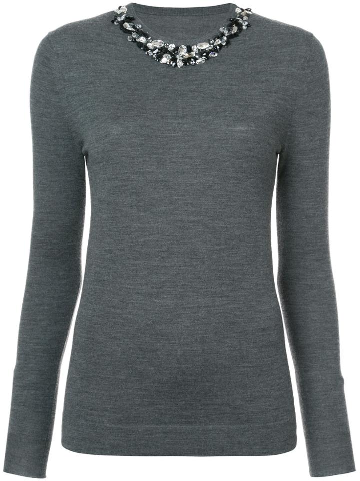 Jason Wu Embellished Round Neck Top - Grey