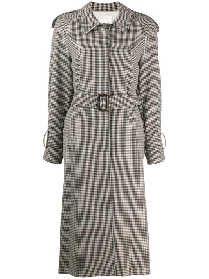 Sandro Paris Checked Trench Coat - Brown