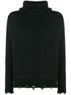 Maison Flaneur Distressed Roll Neck Sweater - Black
