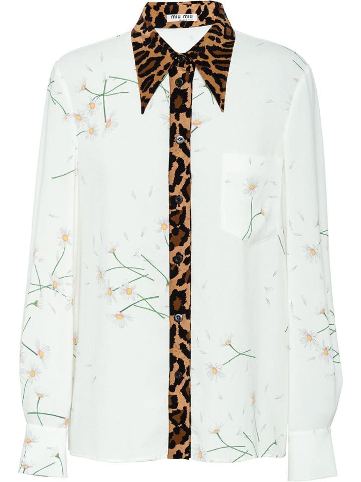 Miu Miu Printed Sablé Shirt - White