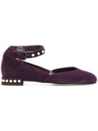 Stuart Weitzman Pearl Embellished Ballerinas - Pink & Purple