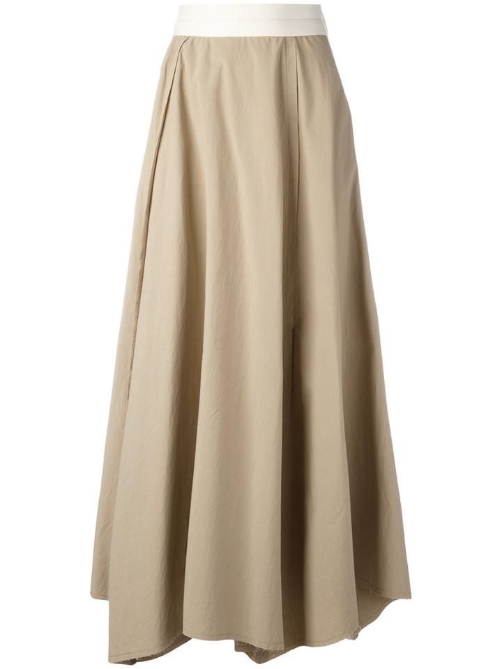 Loewe - Pleated Full Skirt - Women - Cotton/viscose - 40, Nude/neutrals, Cotton/viscose