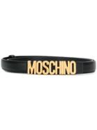 Moschino Logo Embellished Belt - Black