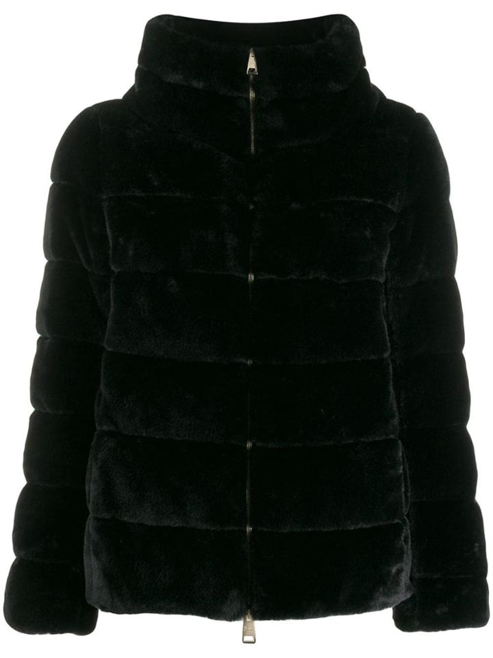 Herno Faux Fur Puffer Jacket - Black