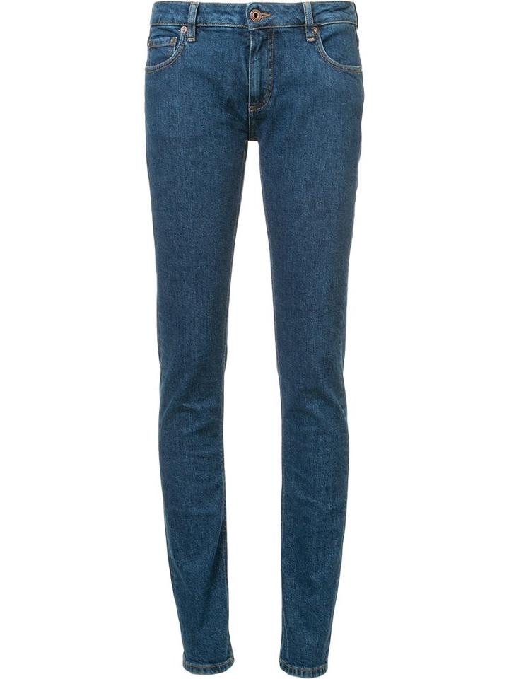 Off-white Striped Detail Skinny Jeans, Women's, Size: 28, Blue, Cotton