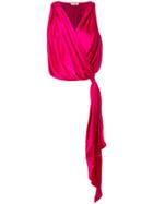 Attico V Neck Wrap Blouse - Pink & Purple