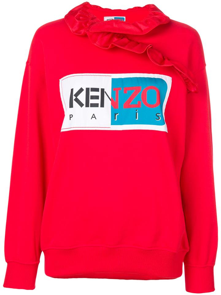 Kenzo Logo Patch Frill Sweatshirt - Red