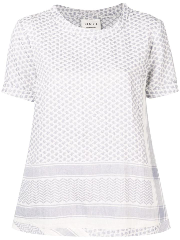 Cecilie Copenhagen Mesh Pattern T-shirt - Blue