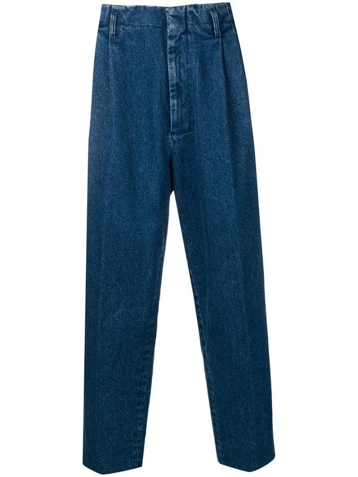 Ami Paris Pleated Denim Trousers - Blue