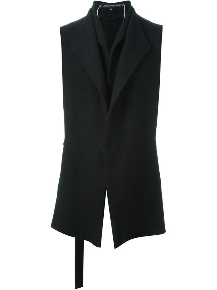 Cedric Jacquemyn Layered Waistcoat, Men's, Size: 46, Black, Linen/flax/cotton