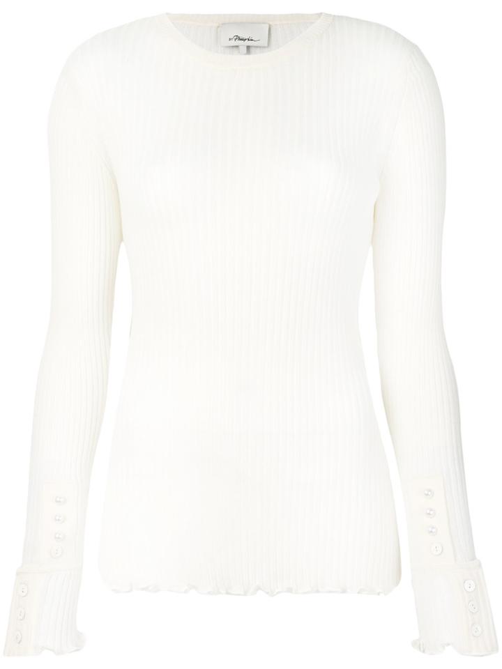 3.1 Phillip Lim Long-sleeve Ribbed Knit Top - White