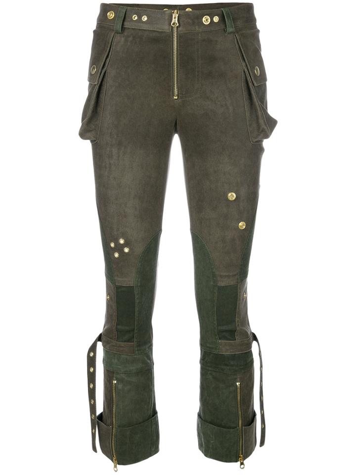 Alexander Mcqueen Cropped Biker Trousers - Green