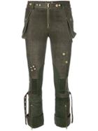 Alexander Mcqueen Cropped Biker Trousers - Green