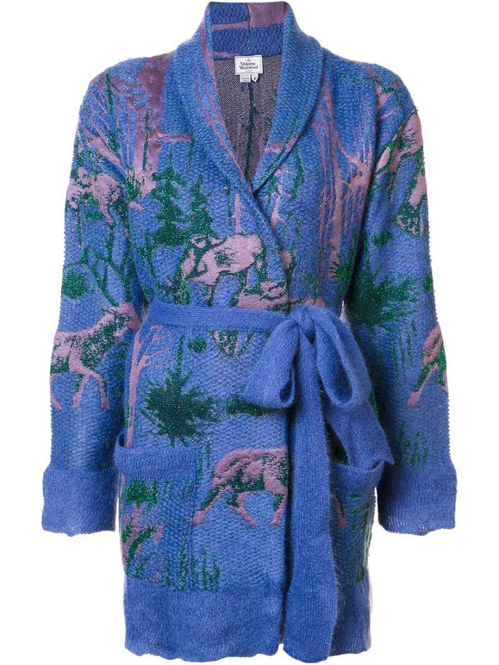 Vivienne Westwood Patterned Cardigan, Women's, Size: Small, Pink/purple, Mohair/viscose/polyamide/wool