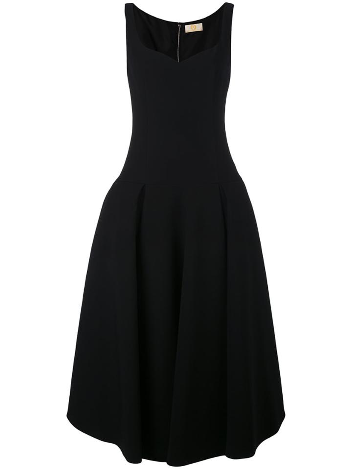 Sara Battaglia Flared Midi Dress - Black