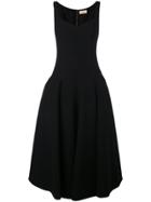 Sara Battaglia Flared Midi Dress - Black