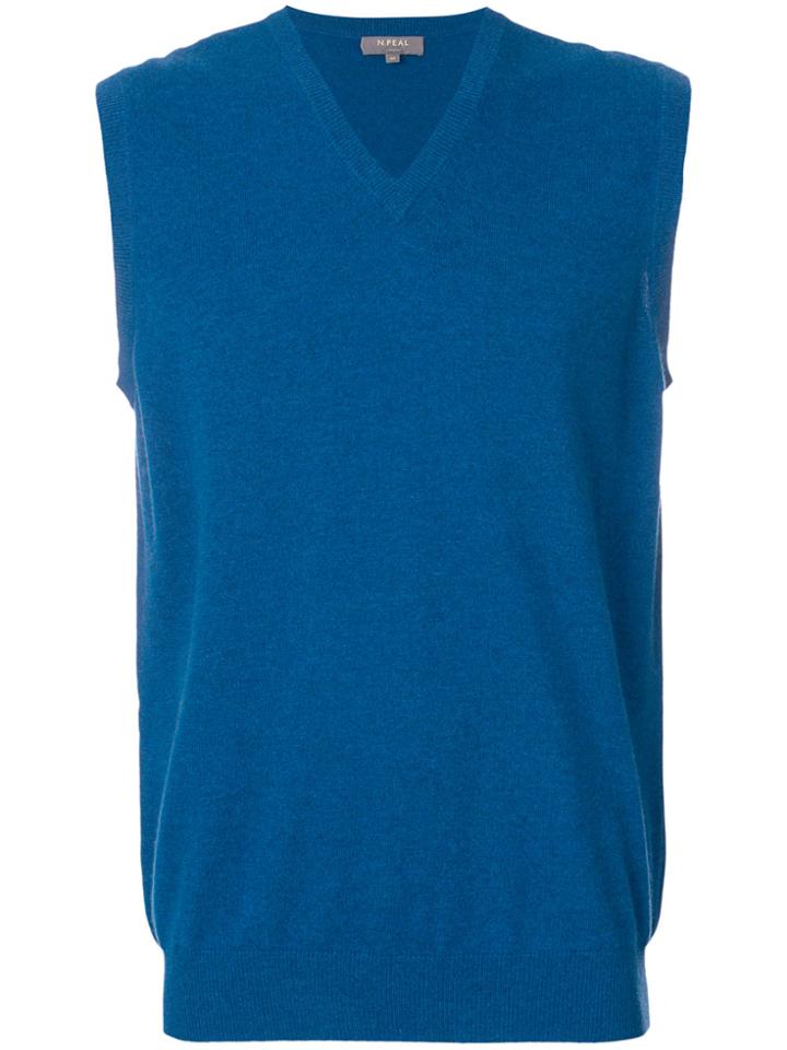 N.peal V-neck Sleeveless Sweater - Blue