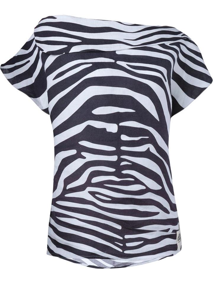 Awake Off-shoulder Zebra Print Top