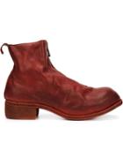 Guidi Zipped Distressed Boots, Men's, Size: 42, Red, Horse Leather
