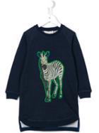 Stella Mccartney Kids 'saphire' Zebra Print Sweatshirt Dress, Toddler Girl's, Size: 5 Yrs, Blue