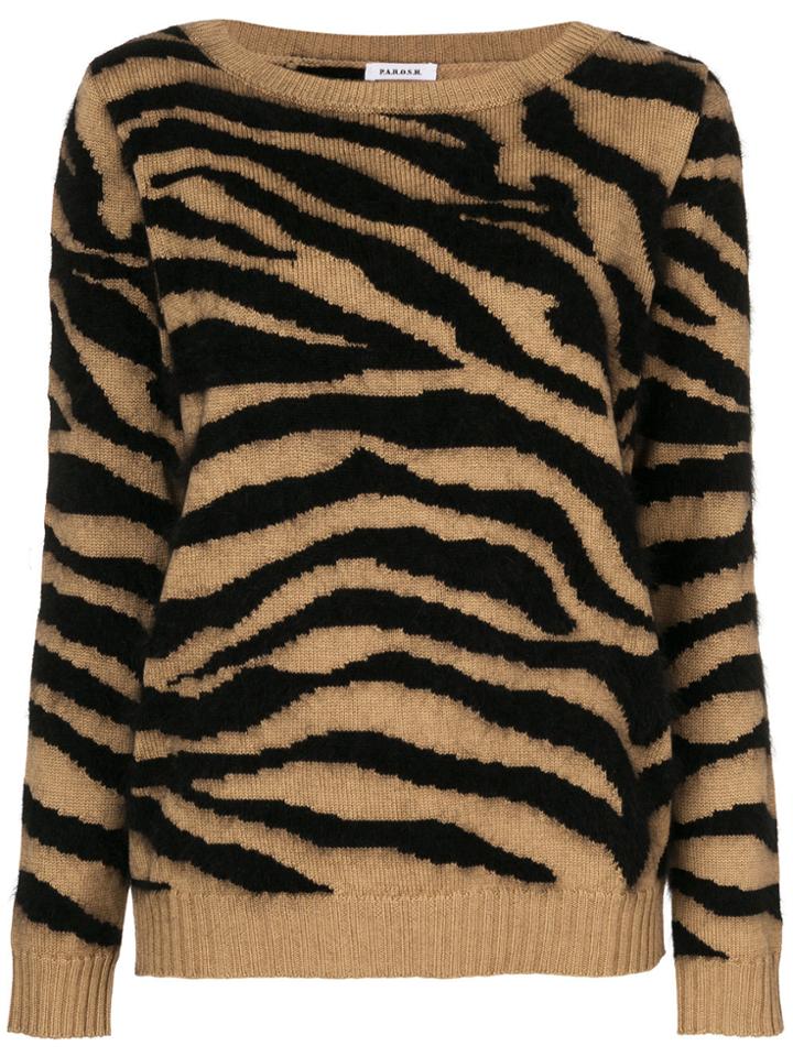 P.a.r.o.s.h. Tiger Stripe Knit Top - Black