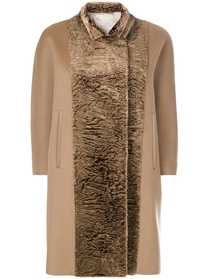 Alberto Biani Contrast Panel Coat - Brown