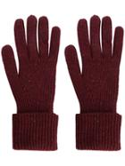 N.peal Ribbed Knit Gloves - Red