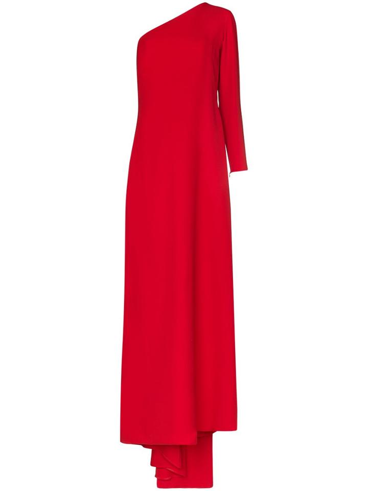 Carolina Herrera One-shoulder Draped Gown - Red