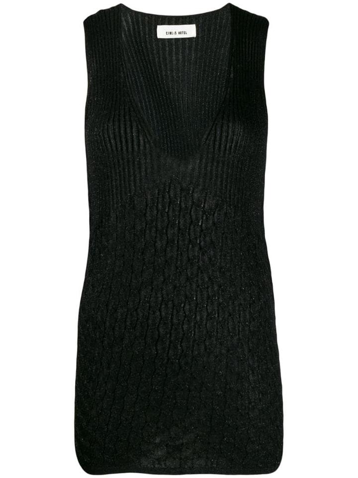 Circus Hotel Lamé Knitted Tank Top - Black