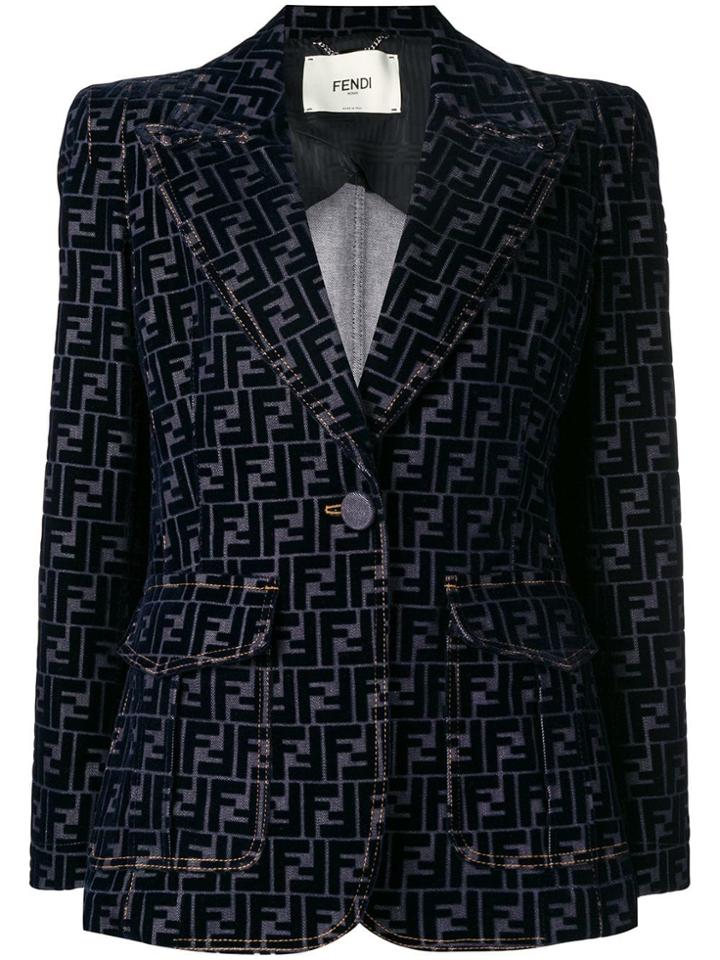 Fendi Ff Logo Blazer - Blue