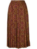 Yves Saint Laurent Vintage Patterned Pleated Skirt - Brown